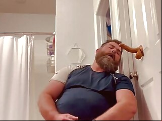 Stocky Thick Married Straight Bearded Bear playing with dildos and cumming bear (gay) big cock (gay) blowjob (gay) video